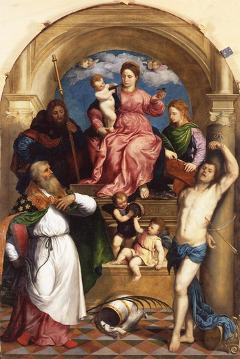 „Madonna z Dzieciątkiem i świętymi” na obrazie z XVI wieku