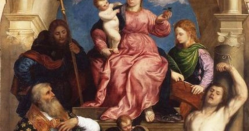 „Madonna z Dzieciątkiem i świętymi” na obrazie z XVI wieku