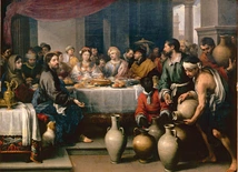 Pierwszy cud Jezusa – przemiana wody w wino podczas wesela w Kanie Galilejskiej na obrazie Bartolomé Estebana Péreza Murillo, zatytułowanym „Gody w Kanie” (1675).