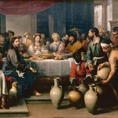 Pierwszy cud Jezusa – przemiana wody w wino podczas wesela w Kanie Galilejskiej na obrazie Bartolomé Estebana Péreza Murillo, zatytułowanym „Gody w Kanie” (1675).