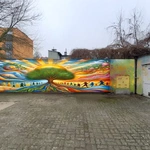 Mural w Centrum Kryzysowym Caritas w Koszalinie