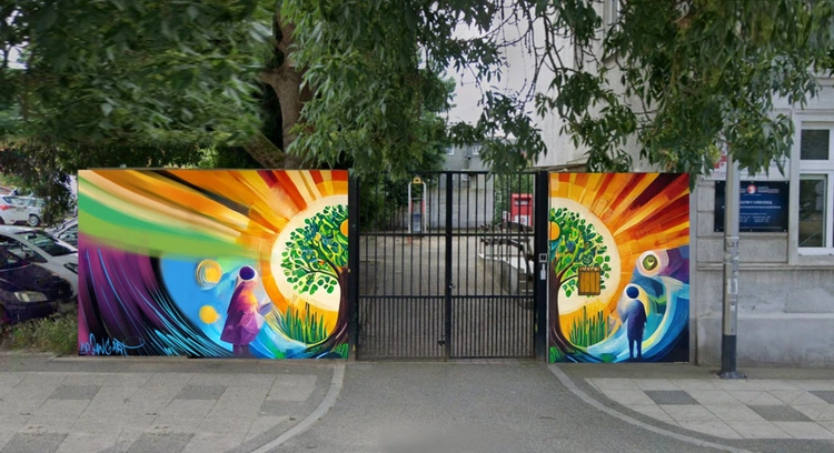 Mural w Centrum Kryzysowym Caritas w Koszalinie