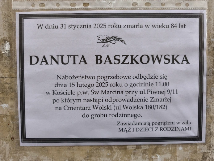 Pogrzeb Danuty Baszkowskiej