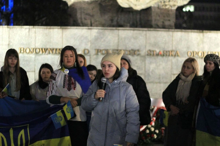 Wiec solidarności z walczącą Ukrainą w 3. rocznicę rosyjskiej inwazji