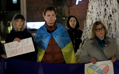 Wiec solidarności z walczącą Ukrainą w 3. rocznicę rosyjskiej inwazji