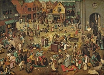 Pieter Bruegel Starszy - Walka postu z katnawałem - Kunsthistorisches Museum Wiedeń