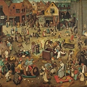 Pieter Bruegel Starszy - Walka postu z katnawałem - Kunsthistorisches Museum Wiedeń