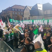 Katowice. Protest górników w obronie kopalni Bielszowice