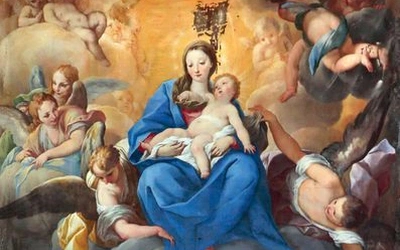 „Madonna z Dzieciątkiem ukazująca się św. Filipowi Nereuszowi i św. Julianie Falconeri” na płótnie z XVIII w.