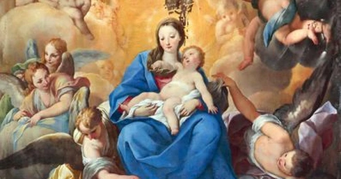„Madonna z Dzieciątkiem ukazująca się św. Filipowi Nereuszowi i św. Julianie Falconeri” na płótnie z XVIII w.