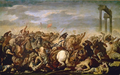 Bitwa Rzymian z barbarzyńcami na XVII-wiecznym obrazie  z Muzeum Prado w Madrycie.