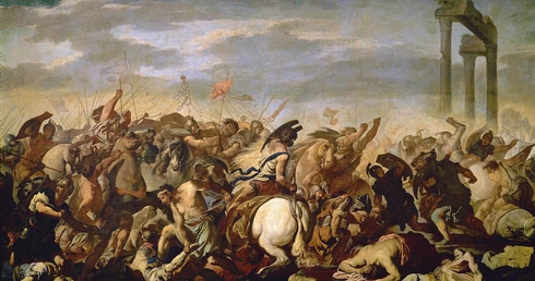 Bitwa Rzymian z barbarzyńcami na XVII-wiecznym obrazie  z Muzeum Prado w Madrycie.