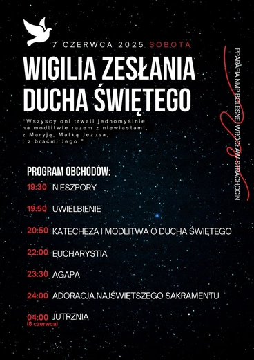 Czuwania w wigilię Zesłania Ducha Świętego