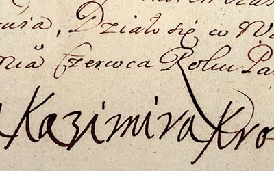 Autograf królowej Marii Kazimiery, żony Jana III Sobieskiego. 