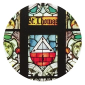„Symbol św. Tomasza Apostoła”, lata 1910–1911, Augustin Pacher; kościół św. Bartłomieja w Gliwicach.