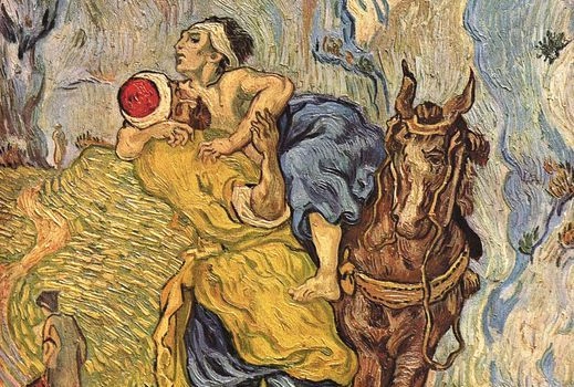 Miłosierny Samarytanin (według Delacroix) na płótnie Vincenta van Gogha