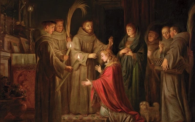 Św. Franciszek obcinający włosy św. Klarze – płótno z XVIII wieku
