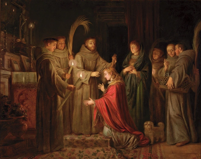 Św. Franciszek obcinający włosy św. Klarze – płótno z XVIII wieku
