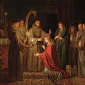 Św. Franciszek obcinający włosy św. Klarze – płótno z XVIII wieku