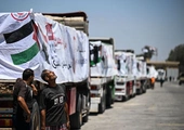 Czekające na wjazd do Strefy Gazy ciężarówki z pomocą humanitarną