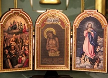 Tryptyk pleśnieński to trzy obrazy: Wszystkich Świętych, Ecce Homo i Wniebowzięcia NMP. Peregrynował wśród parafian z okazji 700-lecia.