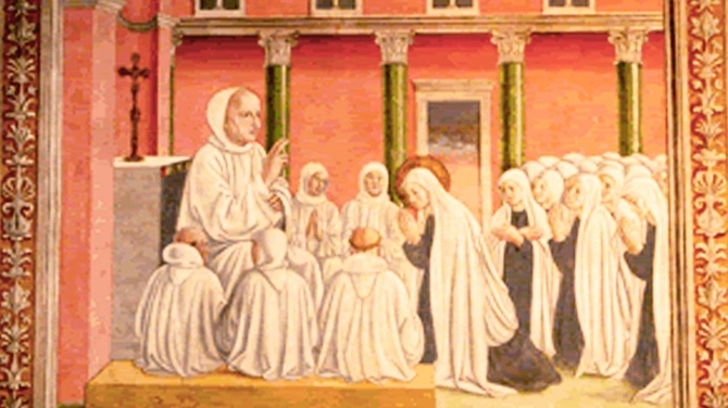 Święta Franciszka Rzymska na malowidle w klasztorze w Tor de'Specchi 