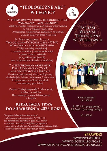 W Legnicy nadal można uzyskać wykształcenie teologiczne.