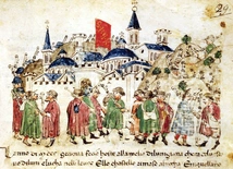 Pielgrzymi przybywający do Rzymu na Rok Jubileuszowy 1300 r.