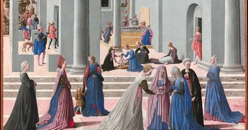 „Narodziny Maryi” na obrazie Fra Carnevale