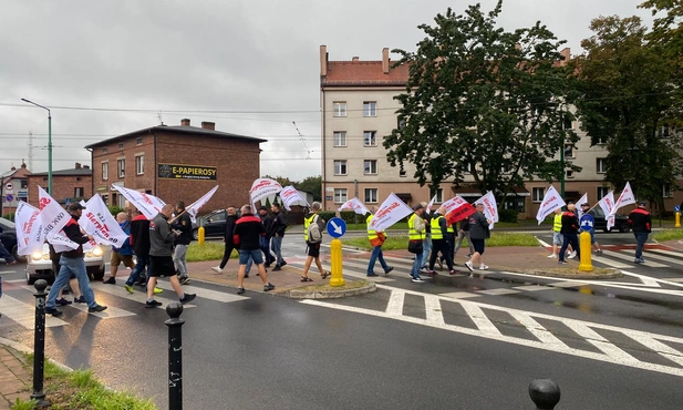 Tychy. Protest związkowców z Sierpnia 80