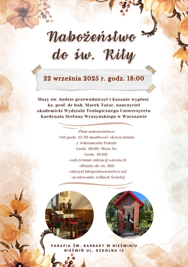 Spotkanie ze św. Ritą w Nieświniu