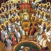 „Sobór nicejski” – ikona Michaela Damaskenosa﻿ z XVI wieku, przechowywana w muzeum w Heraklionie.