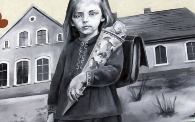 Odsłonięty mural przedstawia przedwojenną pierwszoklasistkę z Otmic.