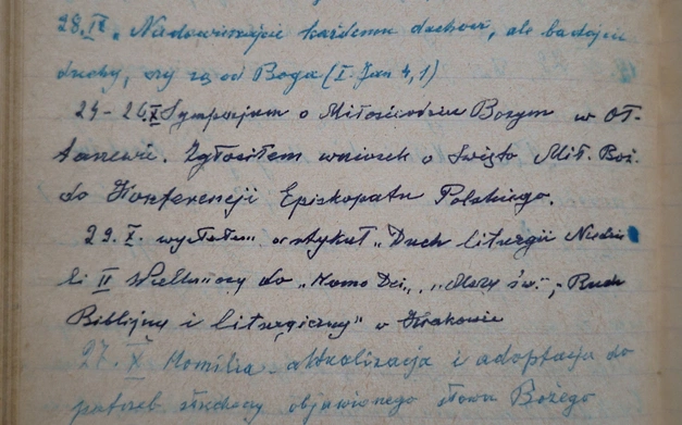 Fragment kardy z dziennika Błogosławionego