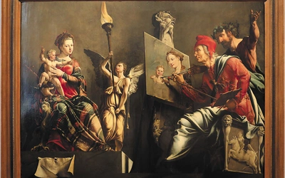 Św. Łukasz malujący Madonnę z Dzieciątkiem na obrazie z XVI wieku