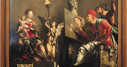 Św. Łukasz malujący Madonnę z Dzieciątkiem na obrazie z XVI wieku