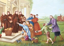 Św. Antoni uczy parafian miłosierdzia. 