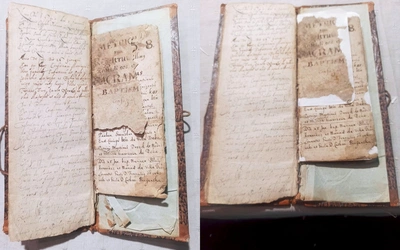 Księgi przed i po zabiegach konserwatorskich. 