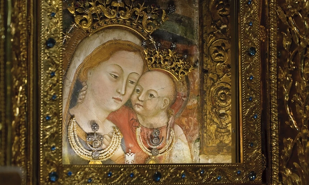 Obraz, niewielki fresk, prawdopodobnie przybył do Włoch z Albanii, ze Szkodry 