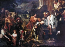 Św. Franciszek Ksawery chrzci pogańskiego króla. Obraz na płótnie Petera Ykensa