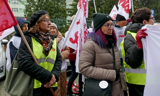 Katowice. Pikieta "Solidarności" przed Śląskim Kuratorium Oświaty