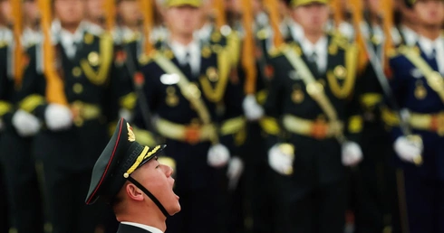 Wojsko chińskie podczas uroczystości w Pekinie