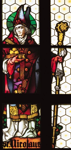 Witraże „Św. Mikołaj” w kościołach: św. Bartłomieja w Gliwicach, 1910–1911, Augustin Pacher / Georg Schneider, Ratyzbona i…