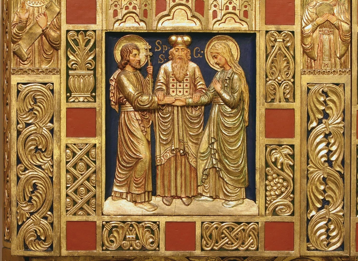  Zaślubiny Maryi i Józefa. W tekstach kanonicznych wydarzenie to nie zostało opisane, ale z pewnością przebiegło zgodnie z żydowskimi zwyczajami.