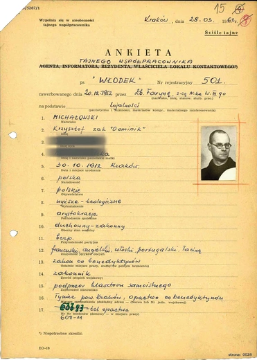 Benedyktyn na służbie bezpieki. Donosił na najbardziej znane postaci Kościoła w Polsce