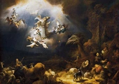  Aniołowie zwiastujący pasterzom narodzenie Chrystusa, 1639 r.  Muzeum w Luwrze