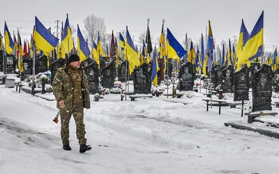 Na cmentarzu w Ukrainie