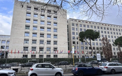 Przed siedzibą WHO w Rzymie