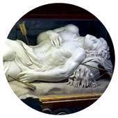 Marmurowa rzeźba męczennika, 1671 r., Giuseppe Giorgetti, Bazylika św. Sebastiana  za Murami, Rzym.