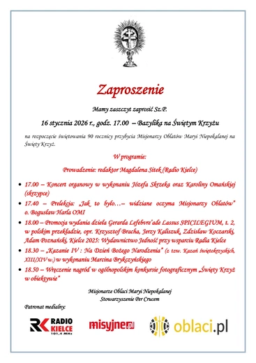 90 lat oblatów na Świętym Krzyżu
